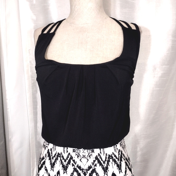 Three Pink Hearts TAG Sun Dress, Long, Criss Cross Straps, black/White/Pink, XS - Picture 5 of 12